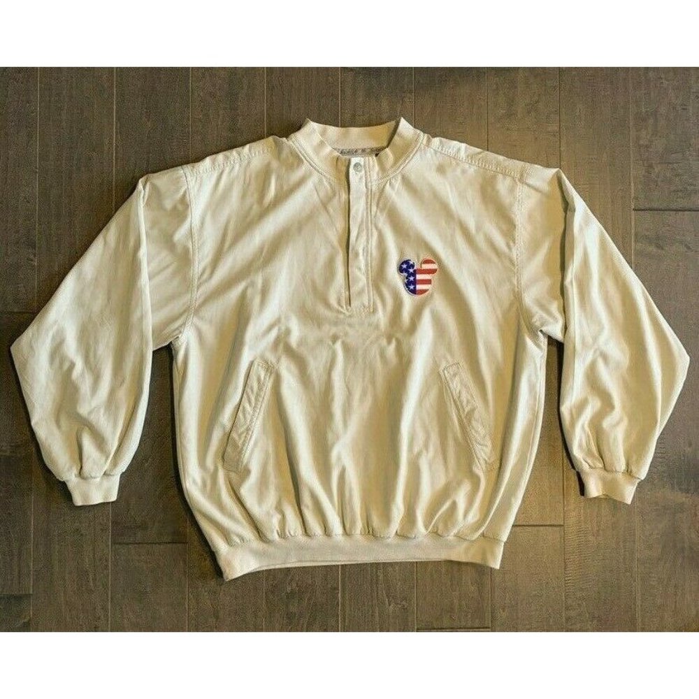 Vintage Slazenger Golf Lined Sweatshirt Pullover L USA Flag‎ Mickey Mesh Lined